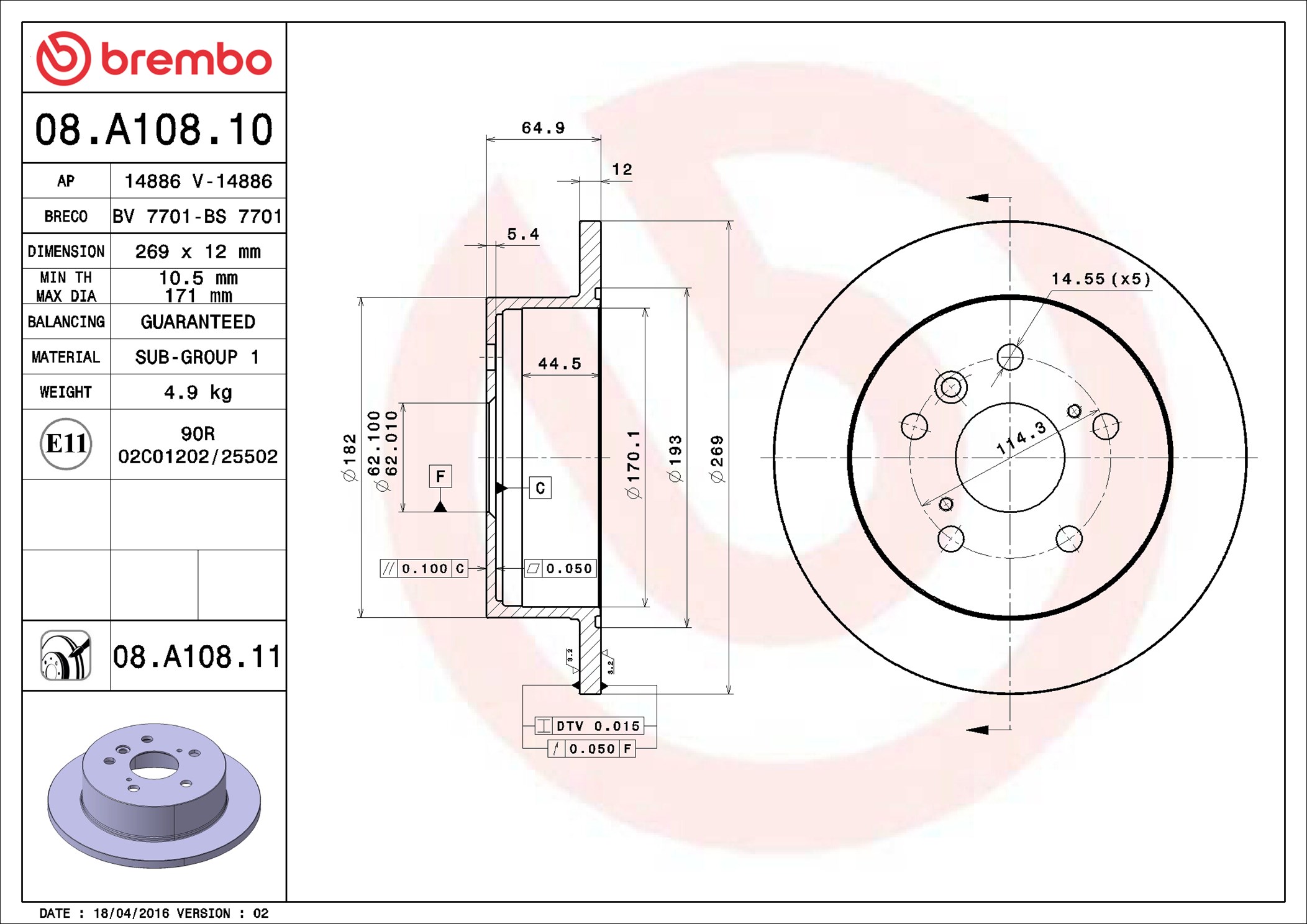 Brembo 08.A108.10