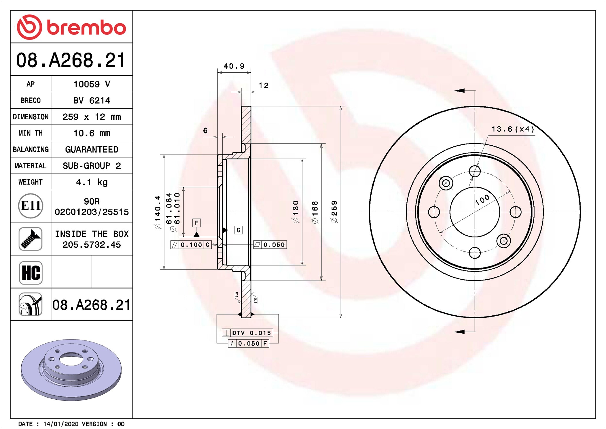 Brembo 08.A268.21