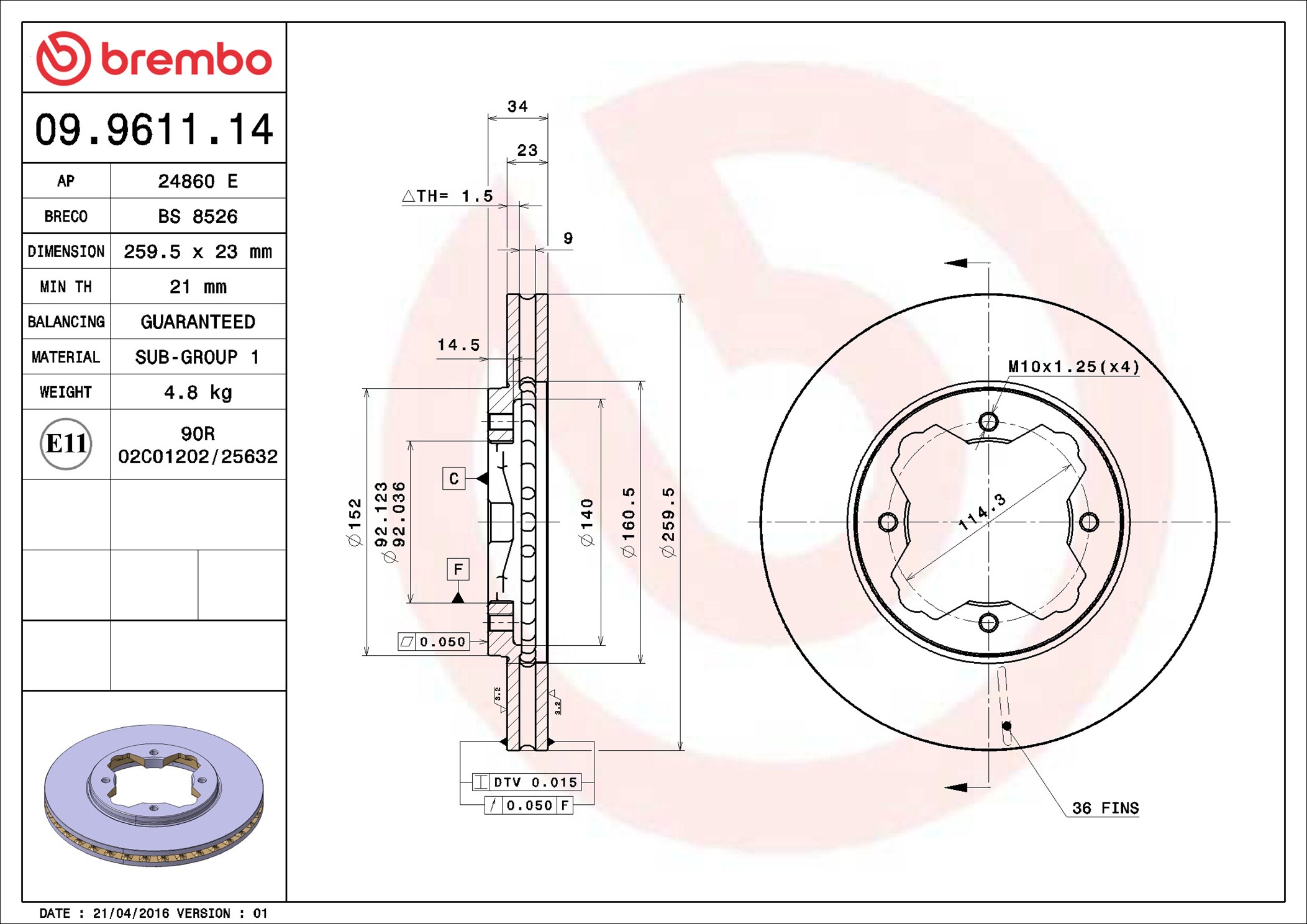 Brembo 09.9611.14
