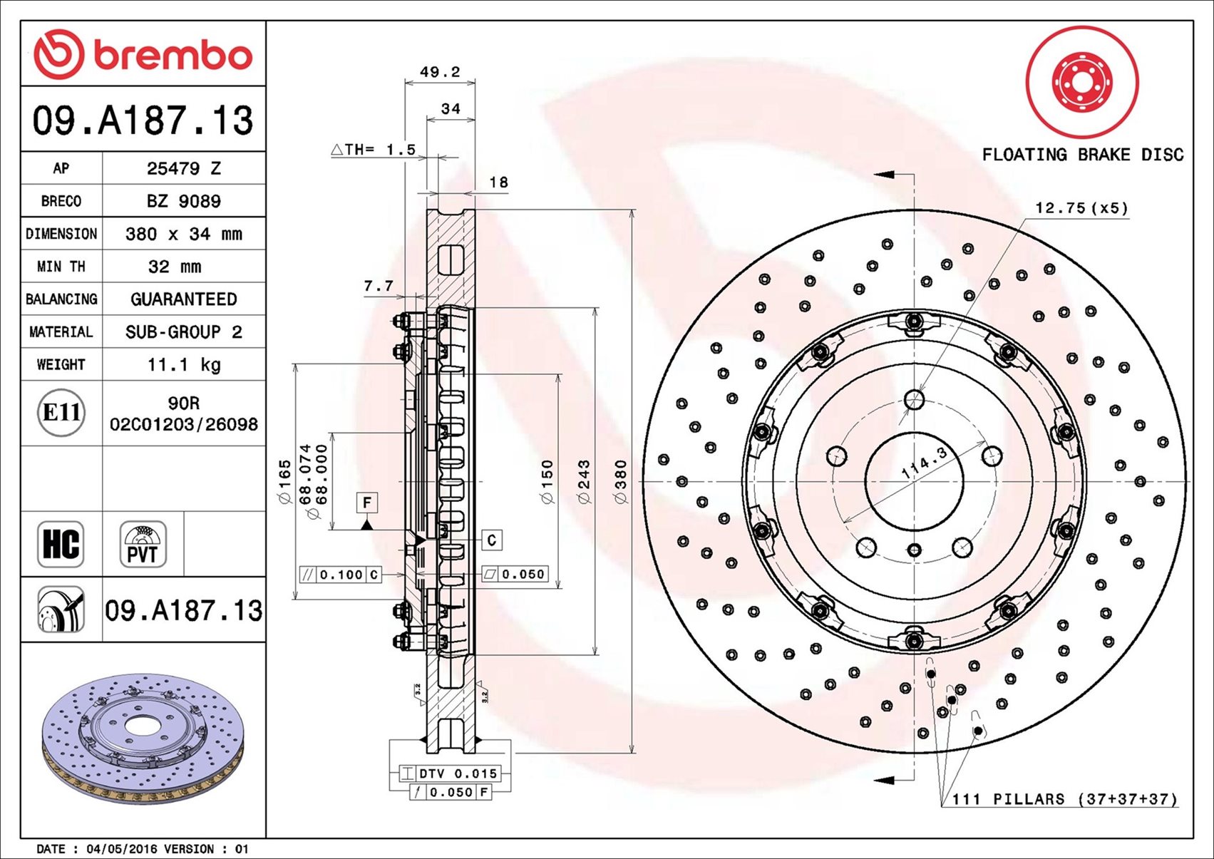 Brembo 09.A187.13