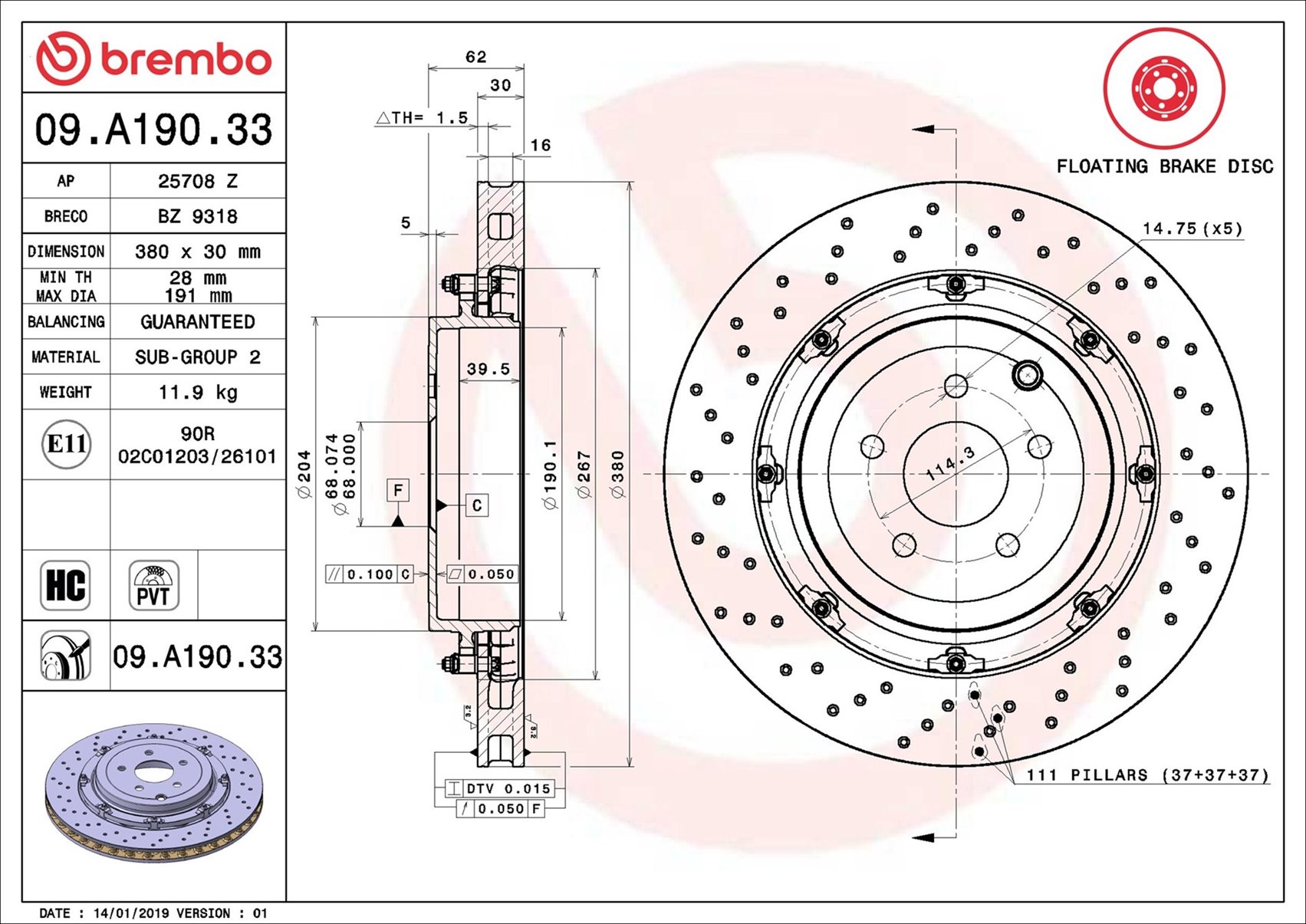 Brembo 09.A190.33