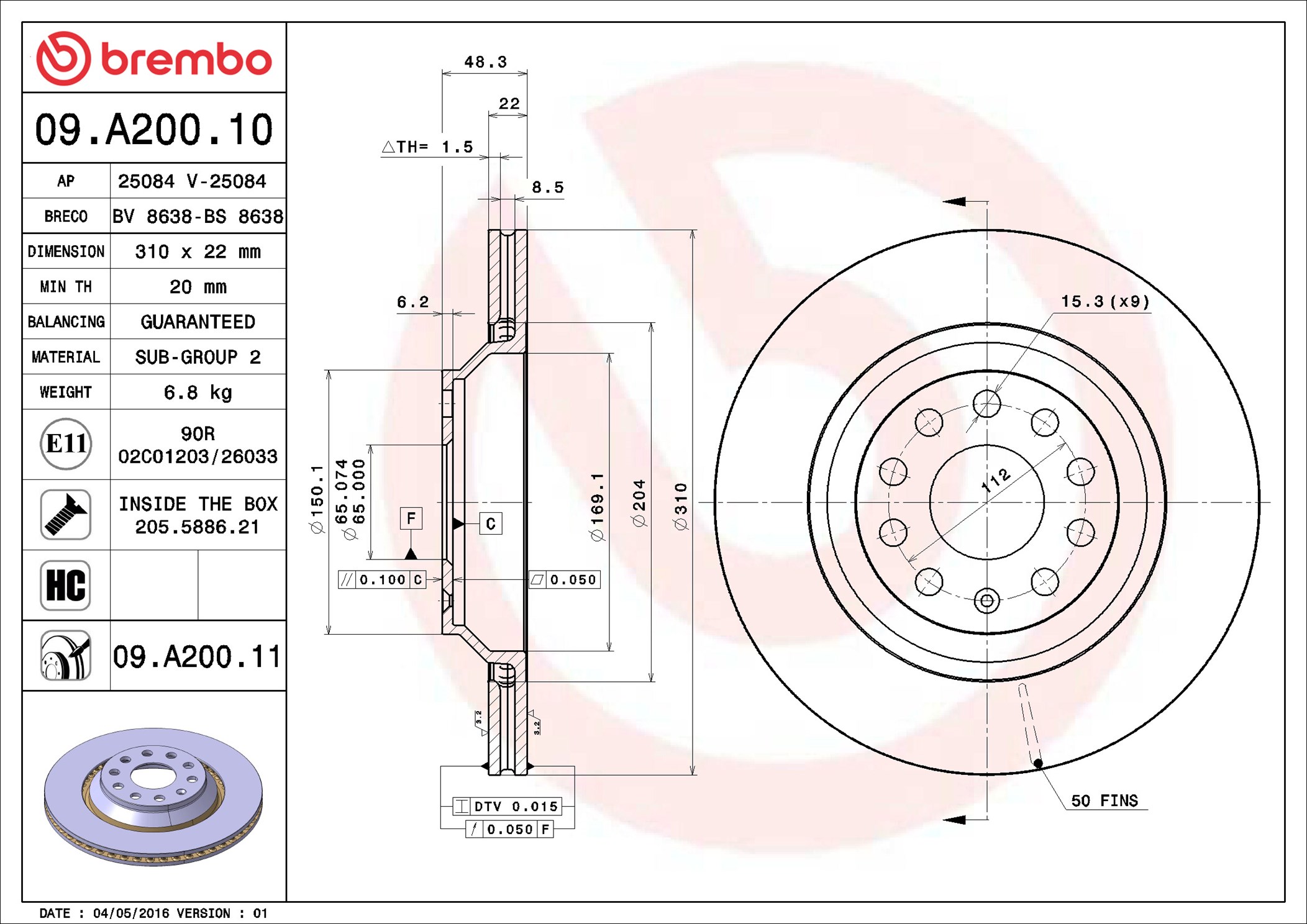 Brembo 09.A200.11
