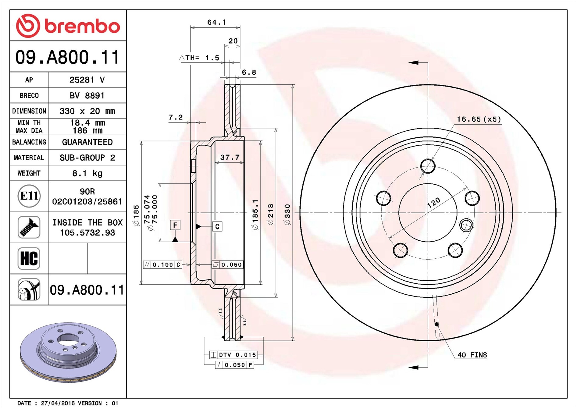 Brembo 09.A800.11