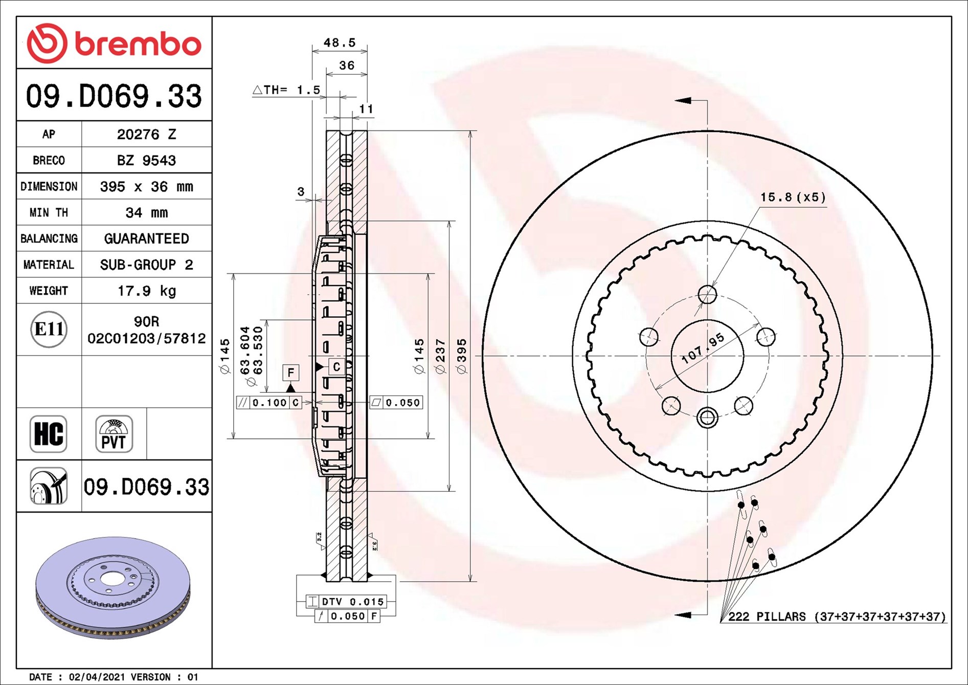 Brembo 09.D069.33