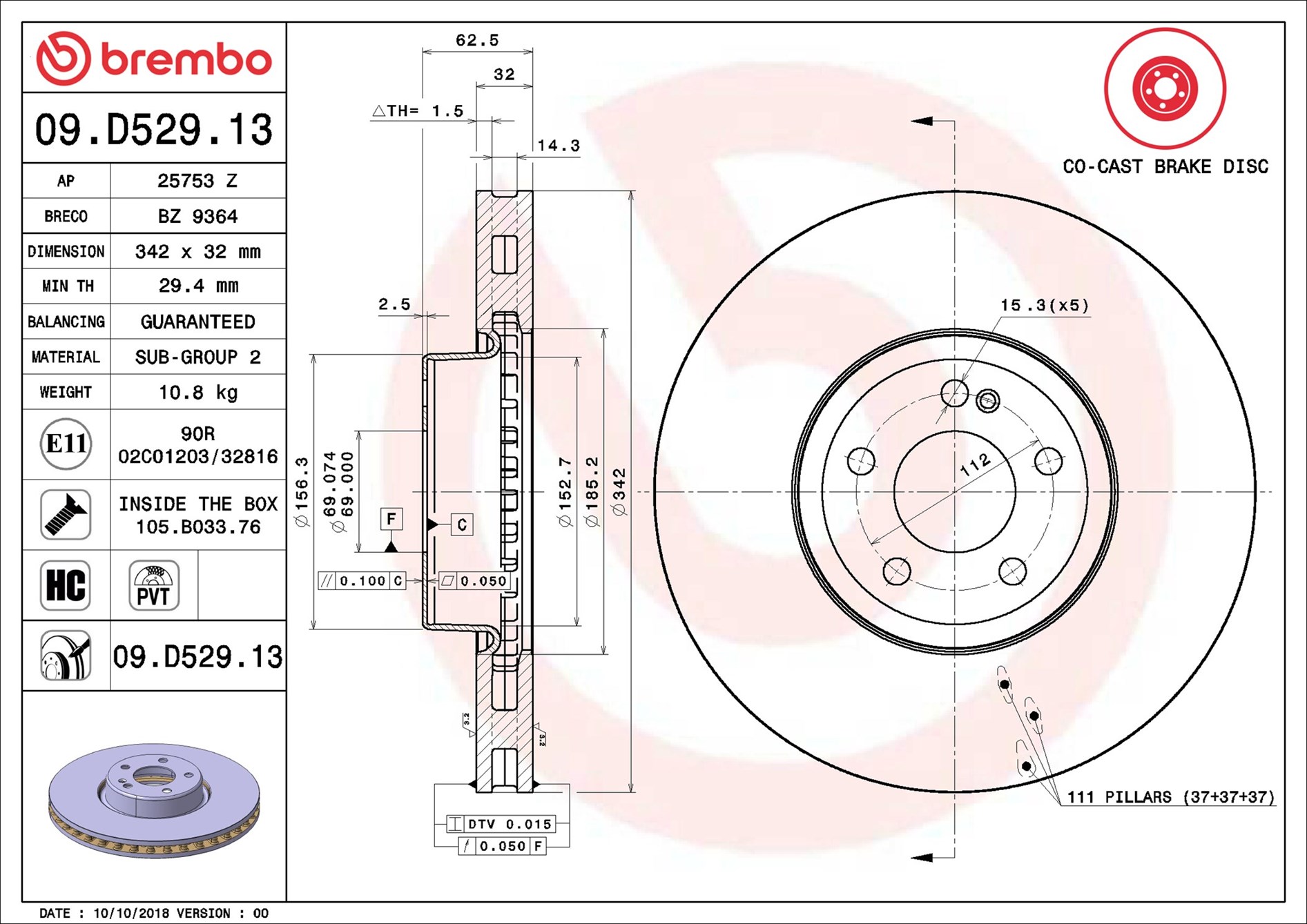 Brembo 09.D529.13