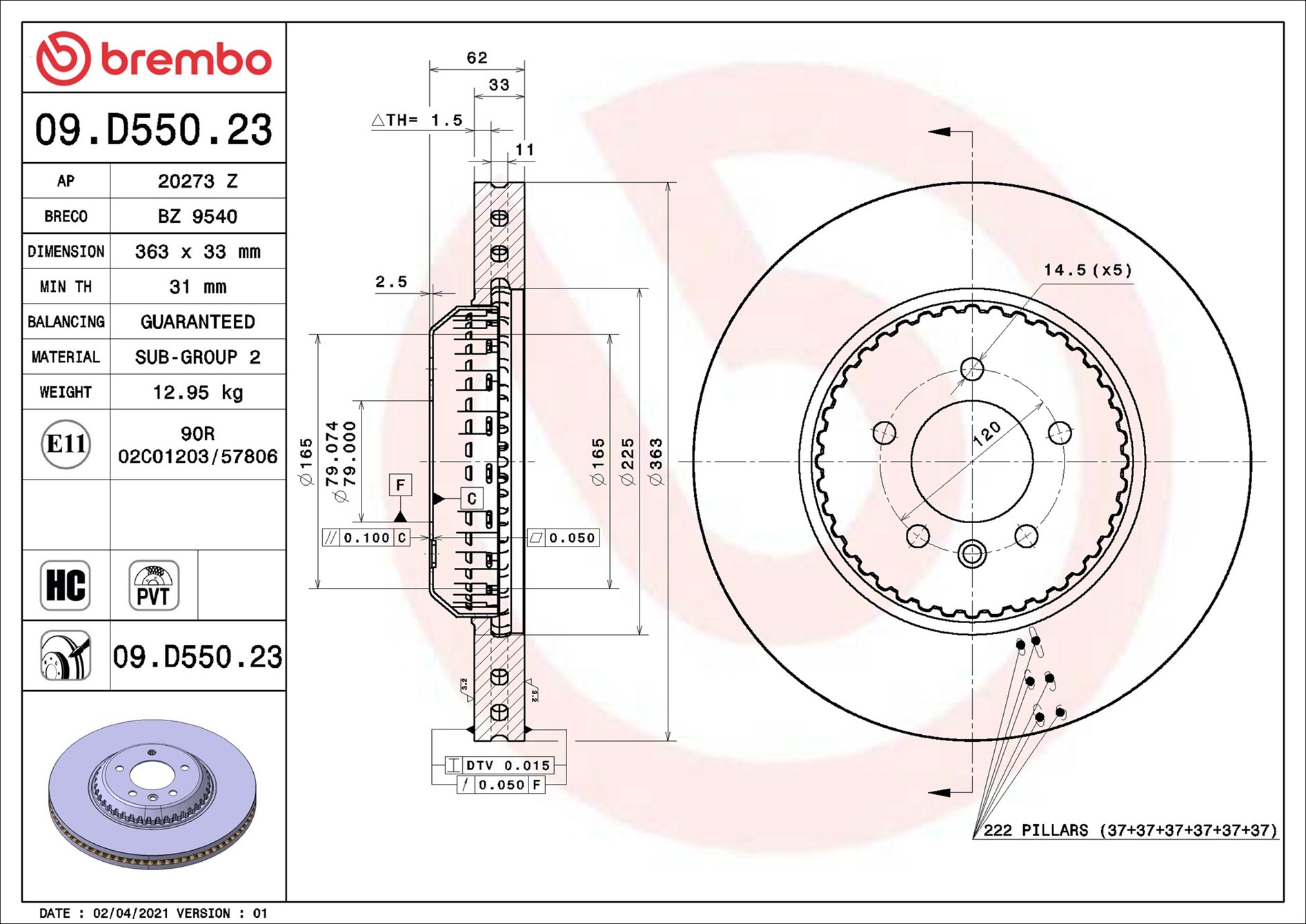 Brembo 09.D550.23
