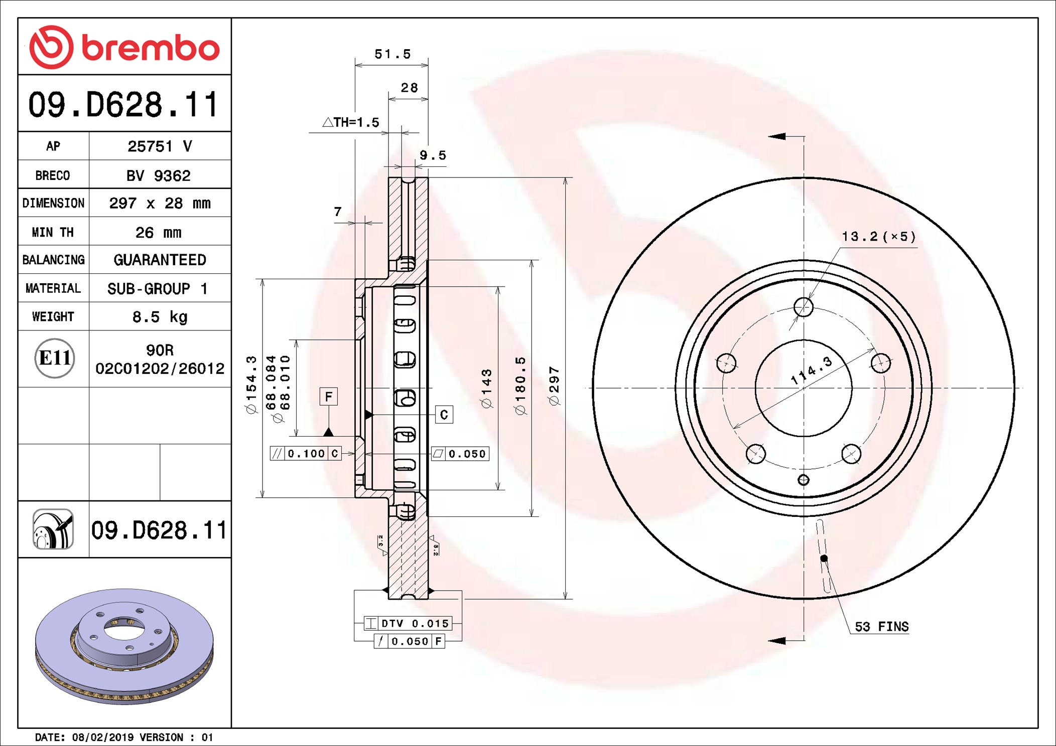 Brembo 09.D628.11