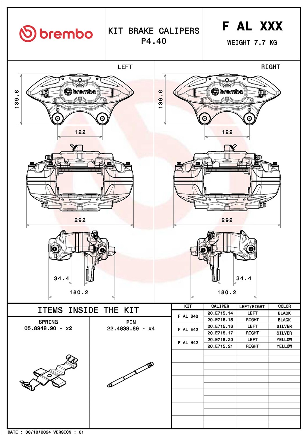 Brembo FALD42 Brake Caliper Axle Kit Front