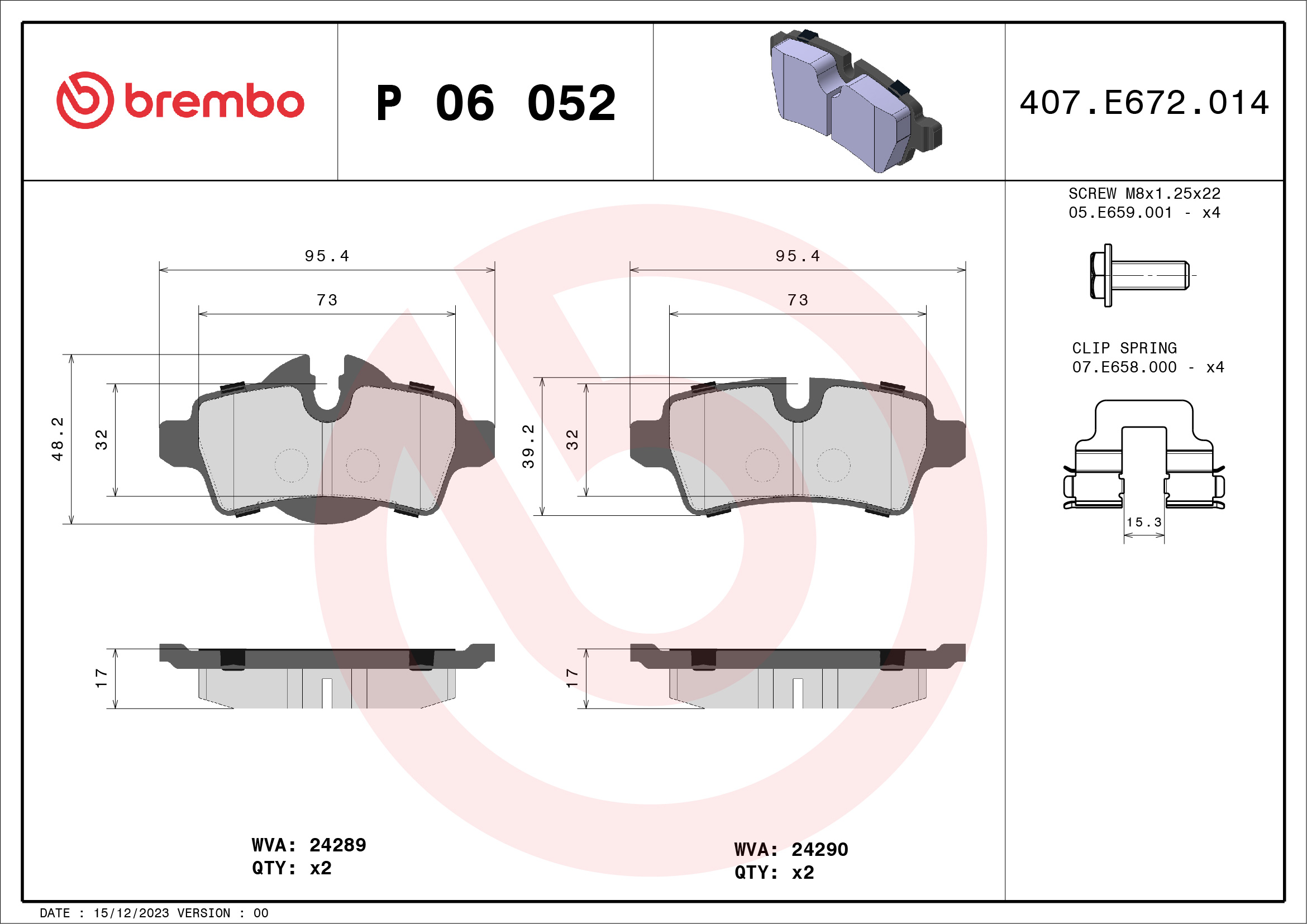 Brembo P06052 Brake Pads Set