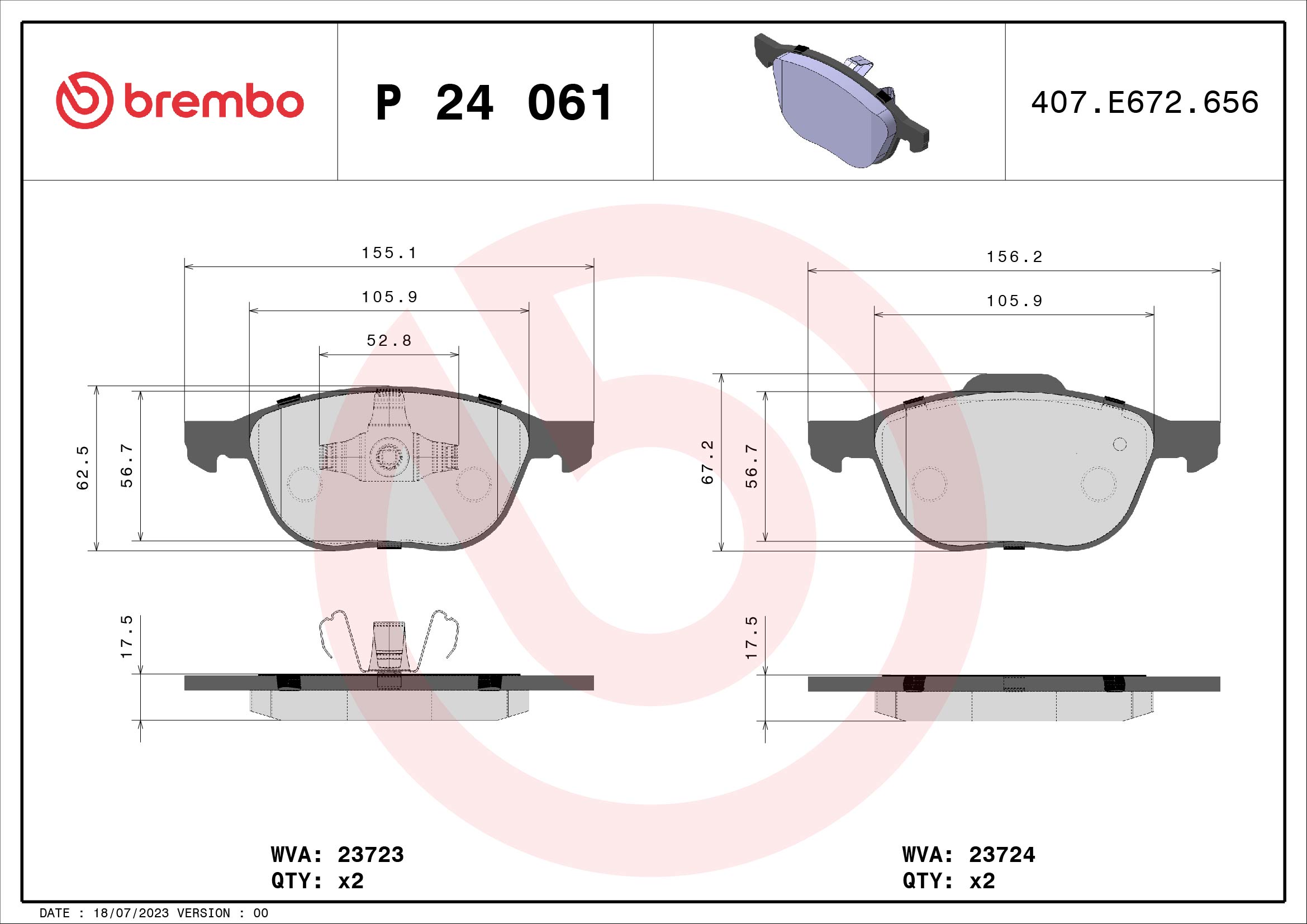 Brembo P24061 Brake Pads Set