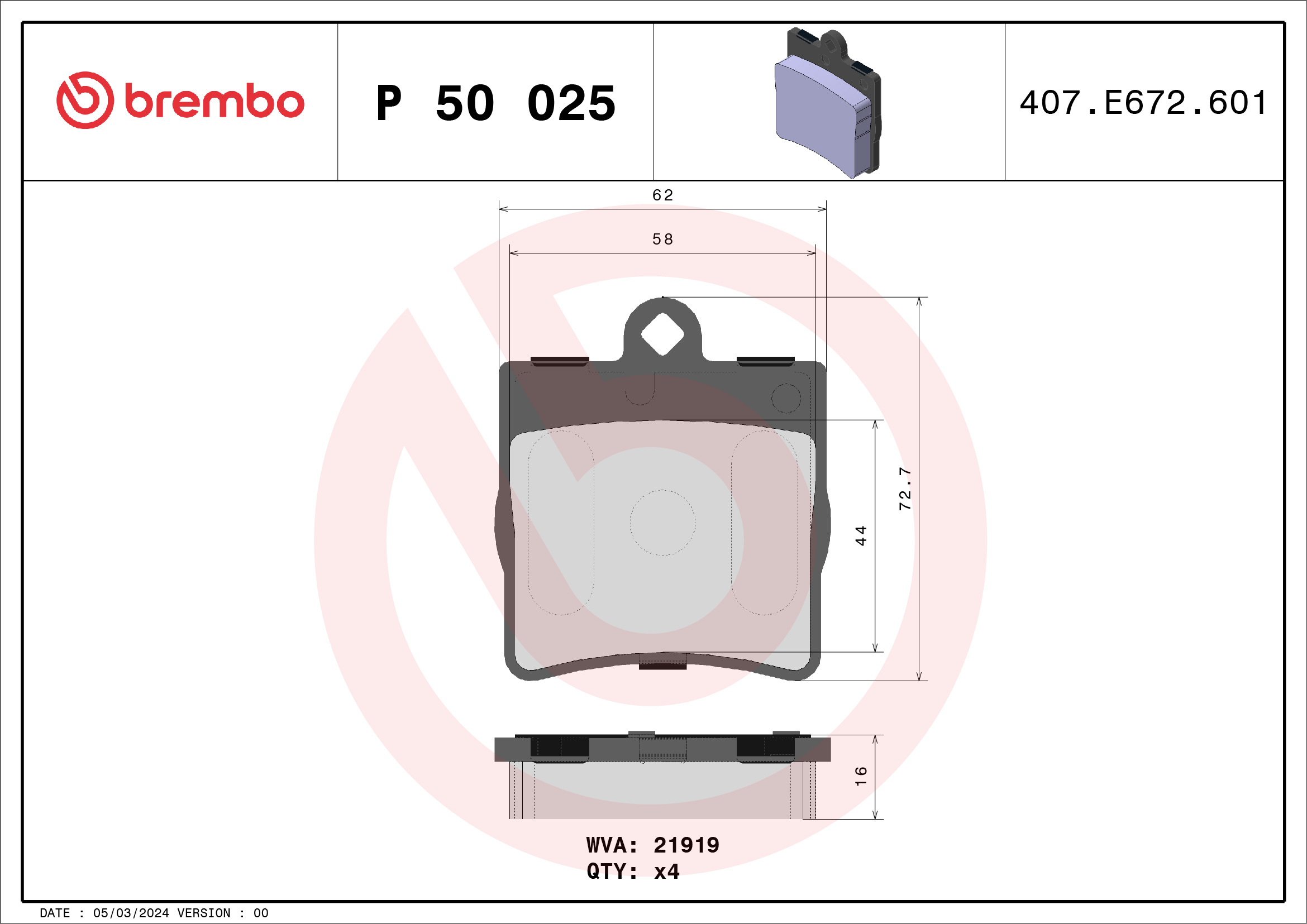 Brembo P50025 Brake Pads Set