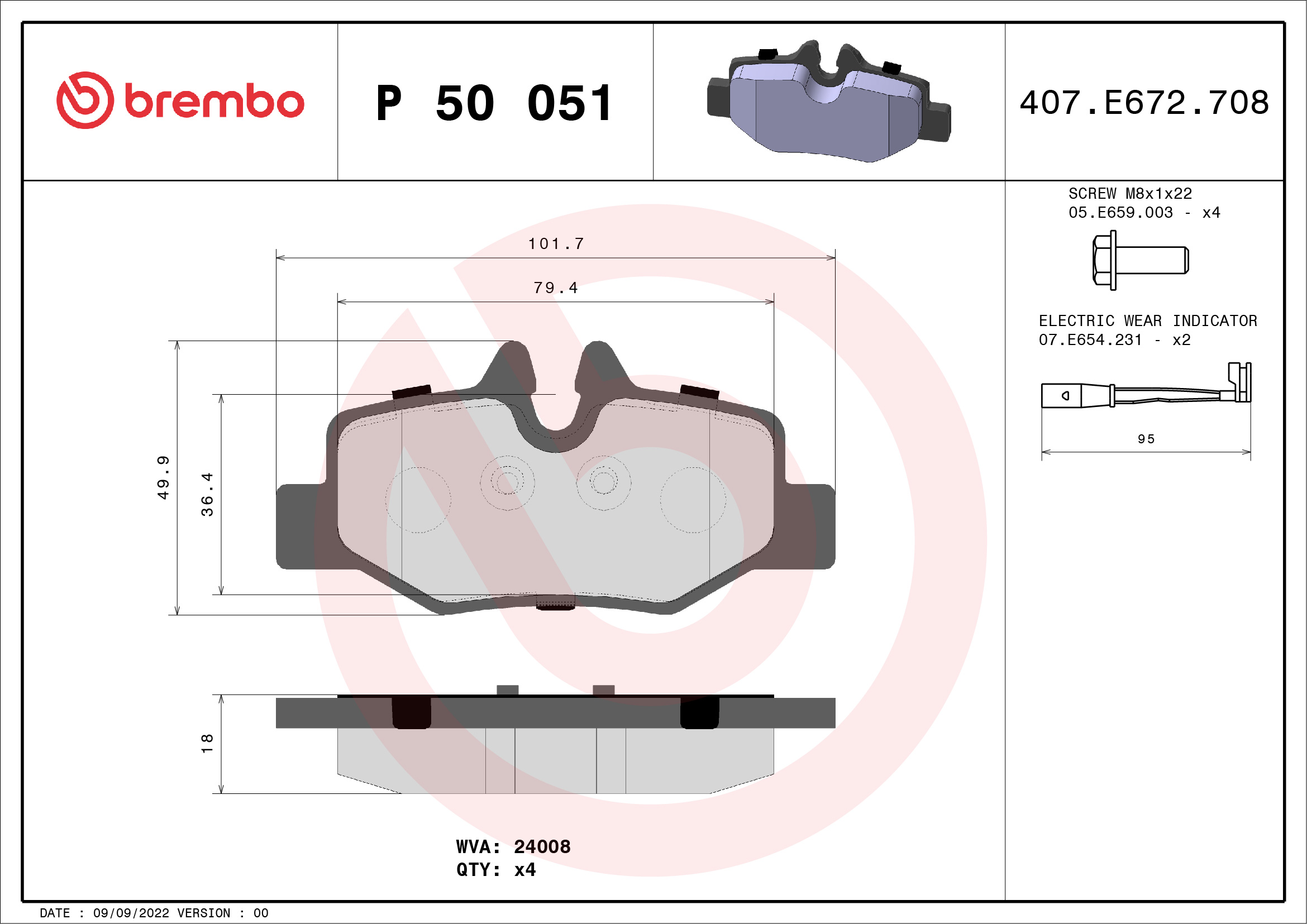 Brembo P50051 Brake Pads Set