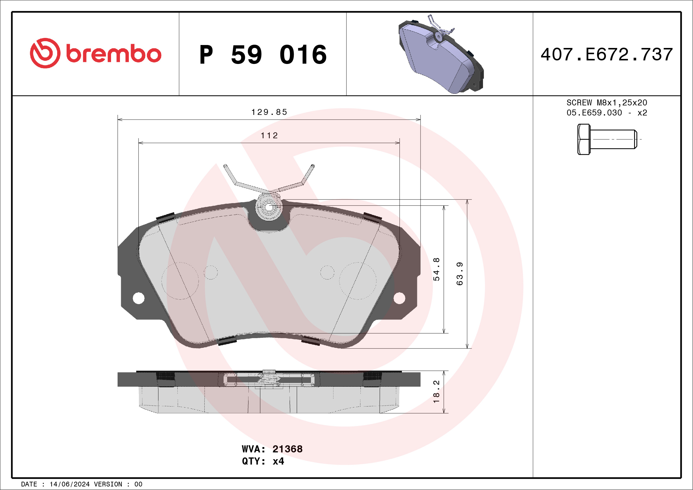 Brembo P59016 Brake Pads Set