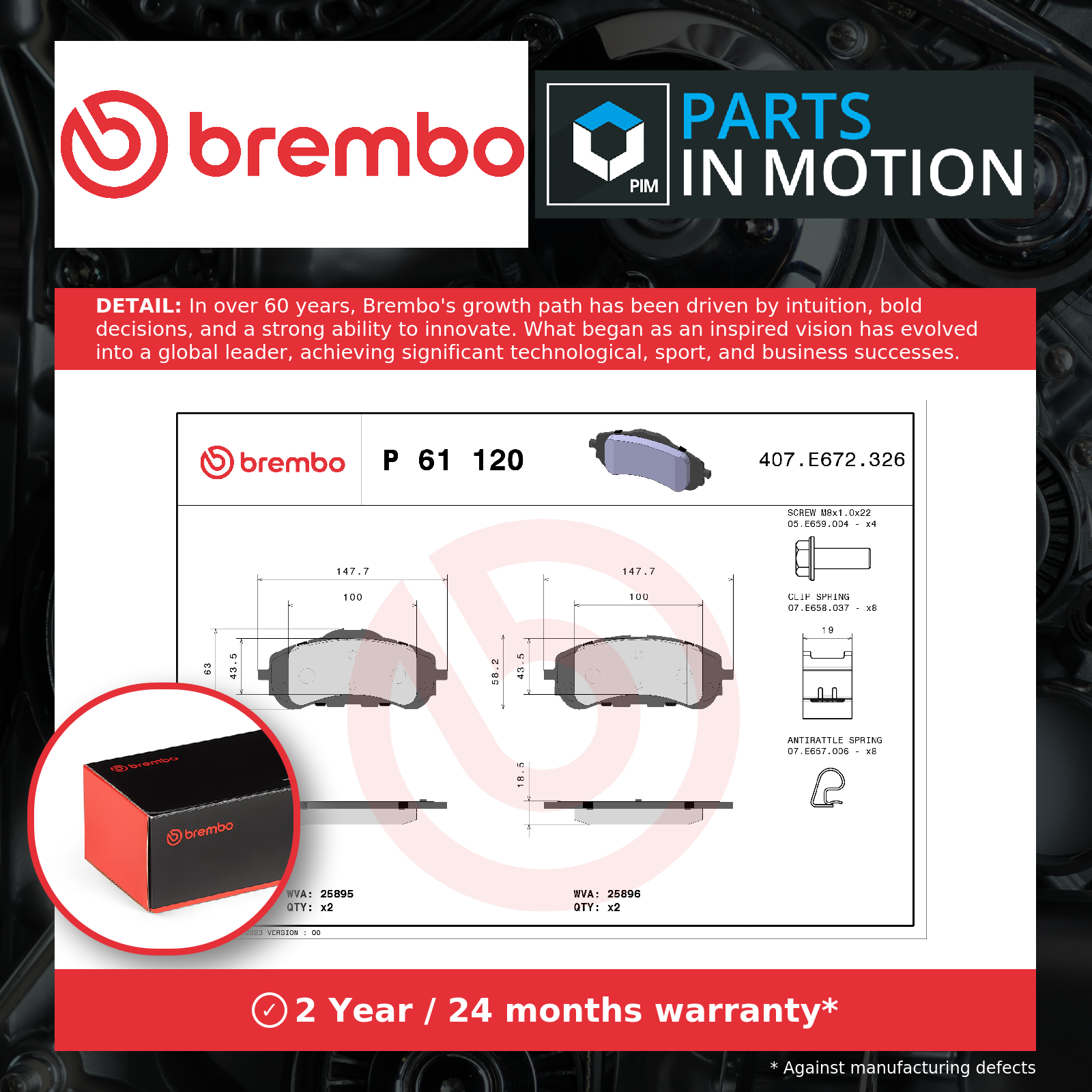 Brembo Brake Pads Set Front P61120 [PM2262412]