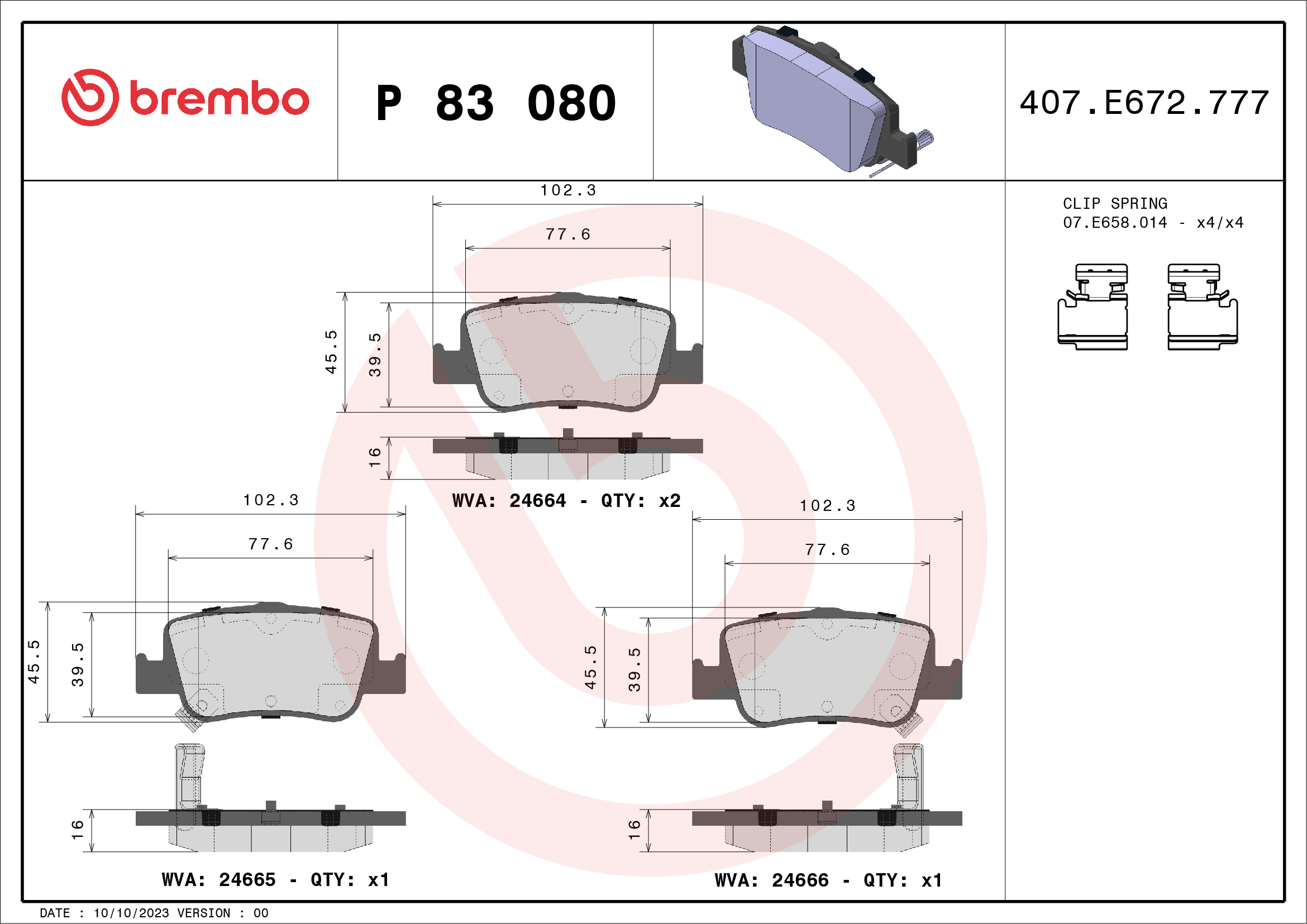Brembo P83080 Brake Pads Set
