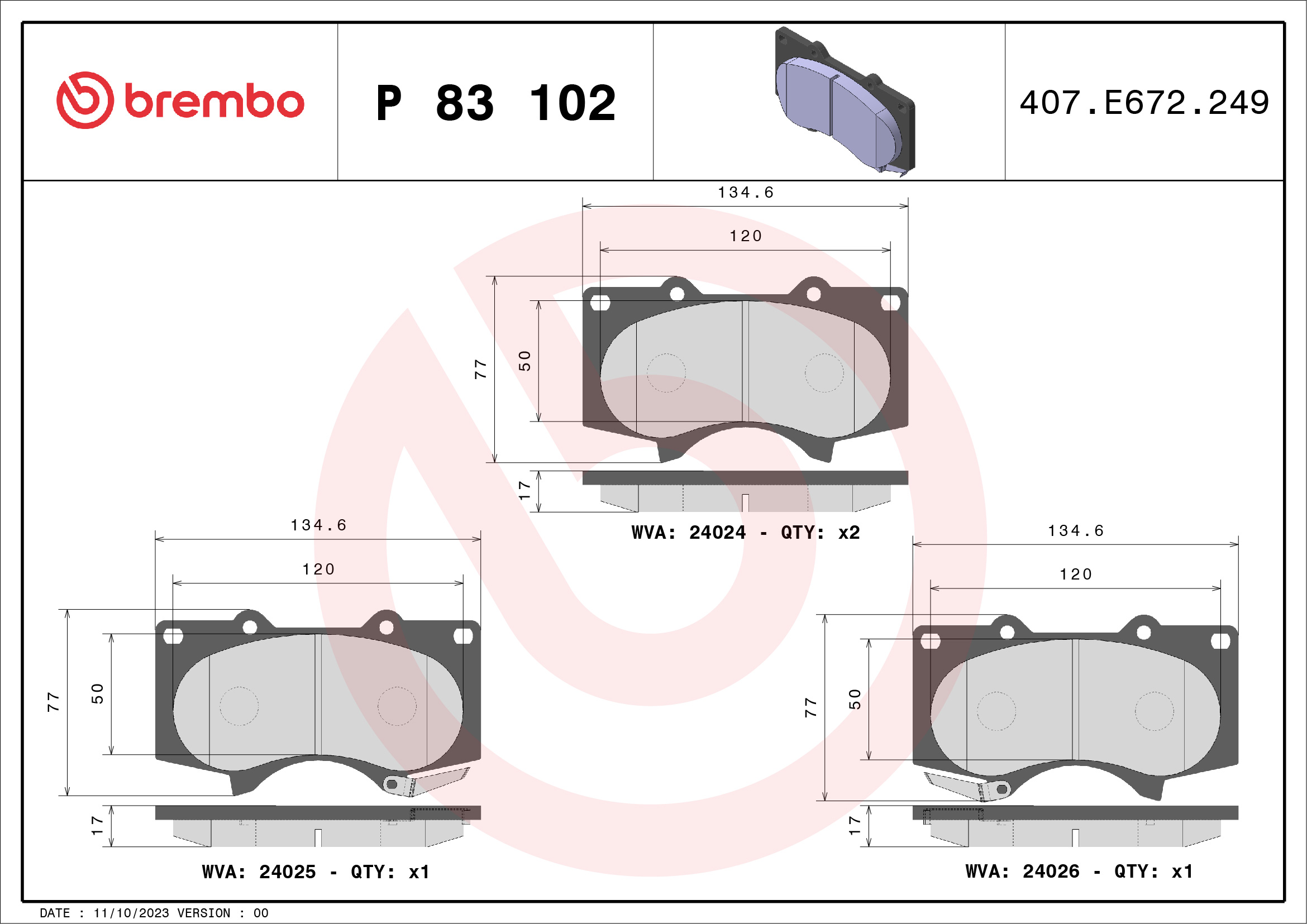 Brembo P83102 Brake Pads Set