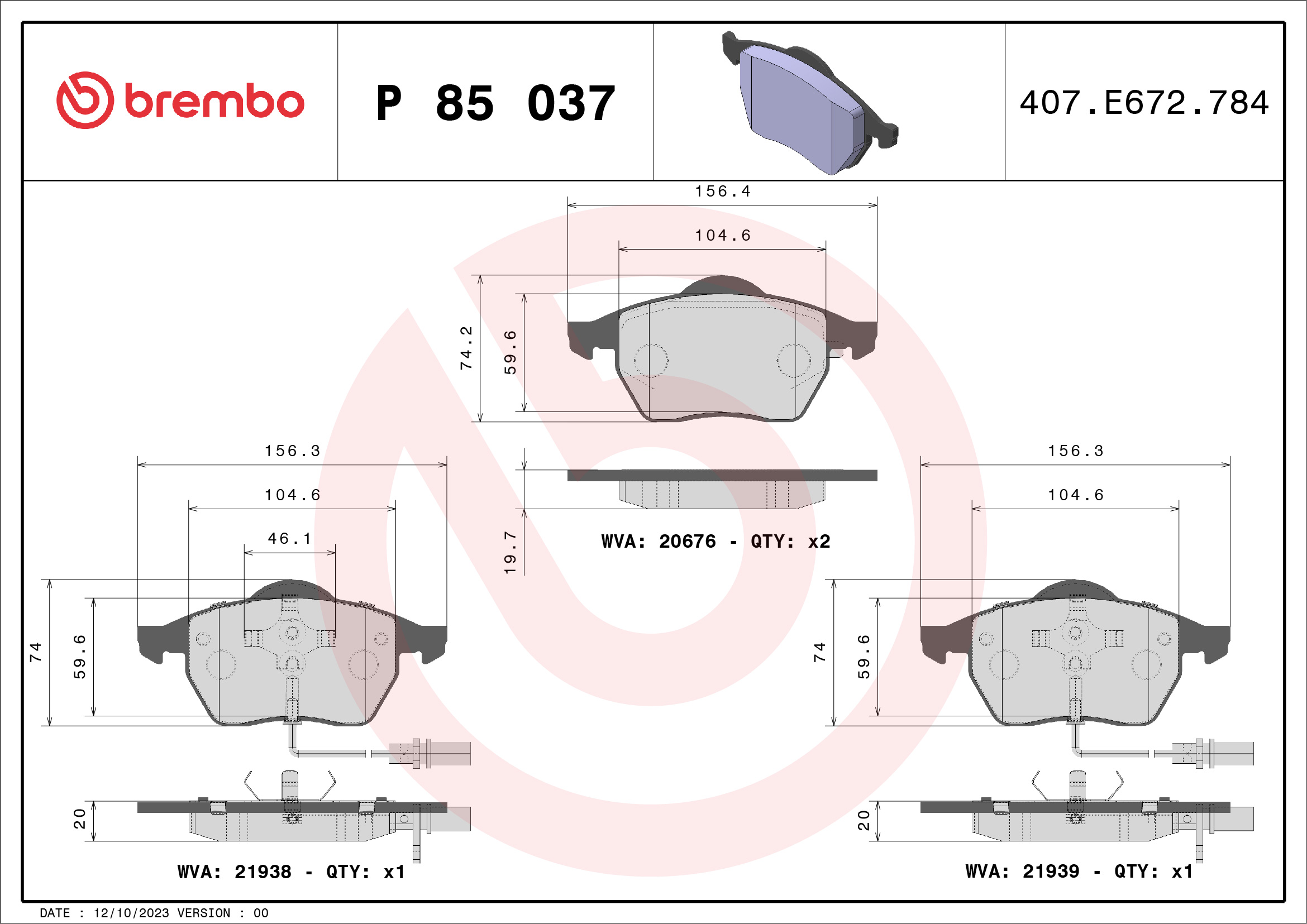 Brembo P85037 Brake Pads Set