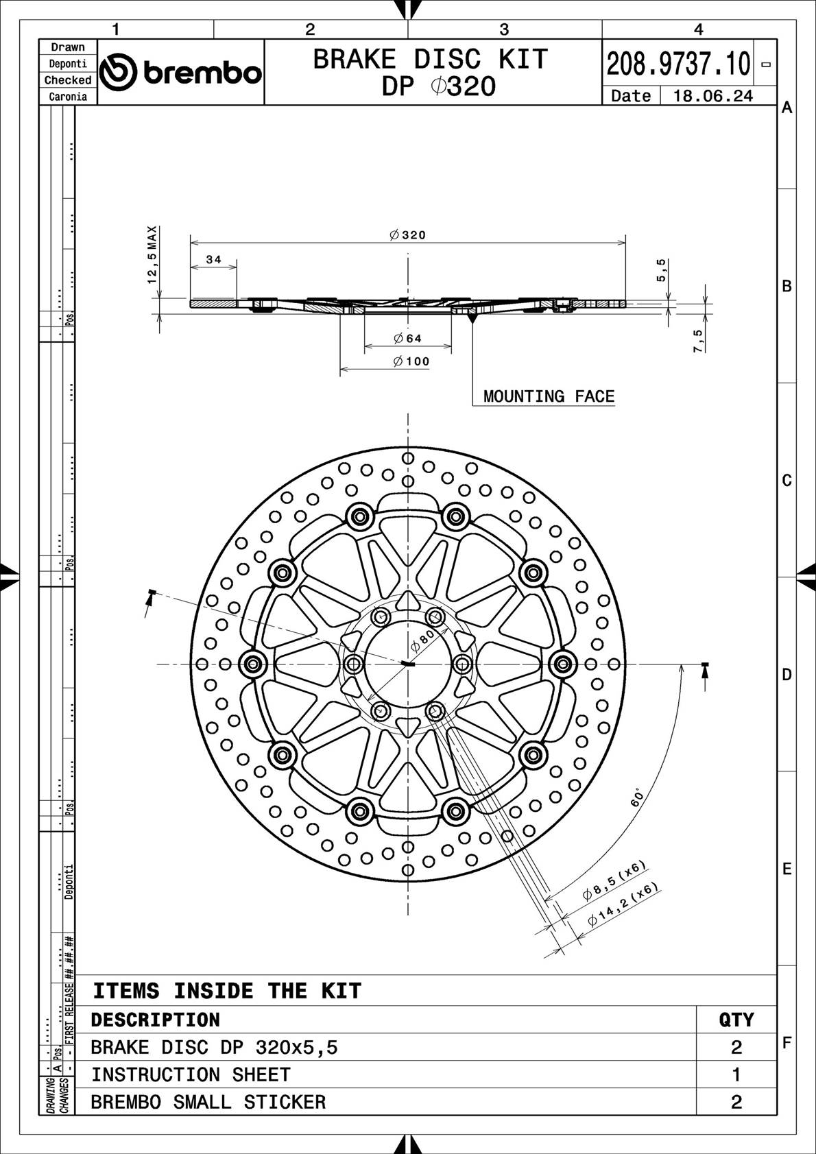 Brembo 208973710 2x Motorcycle Brake Discs (pair)