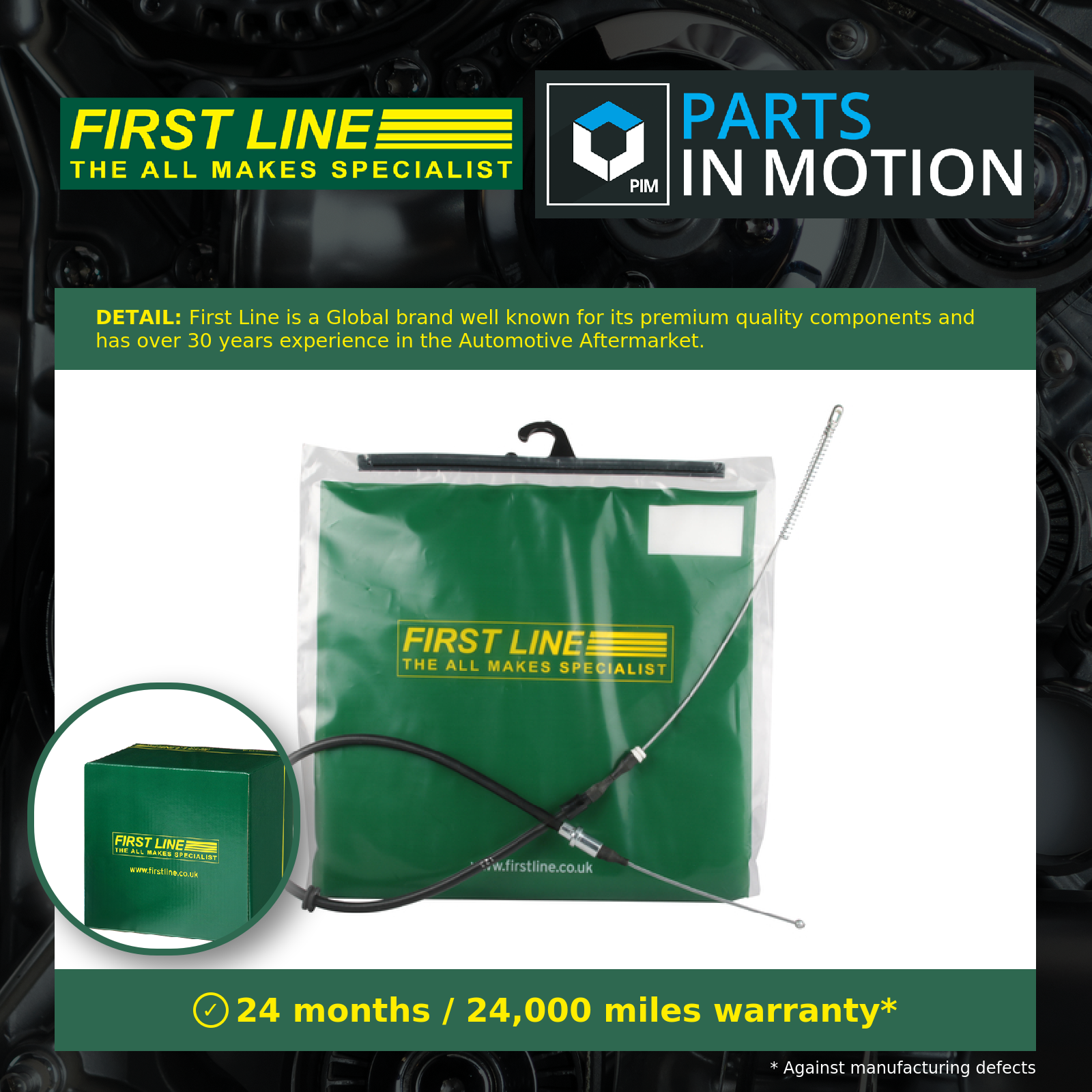 First Line Handbrake Cable Rear Right FKB1030 [PM139537]