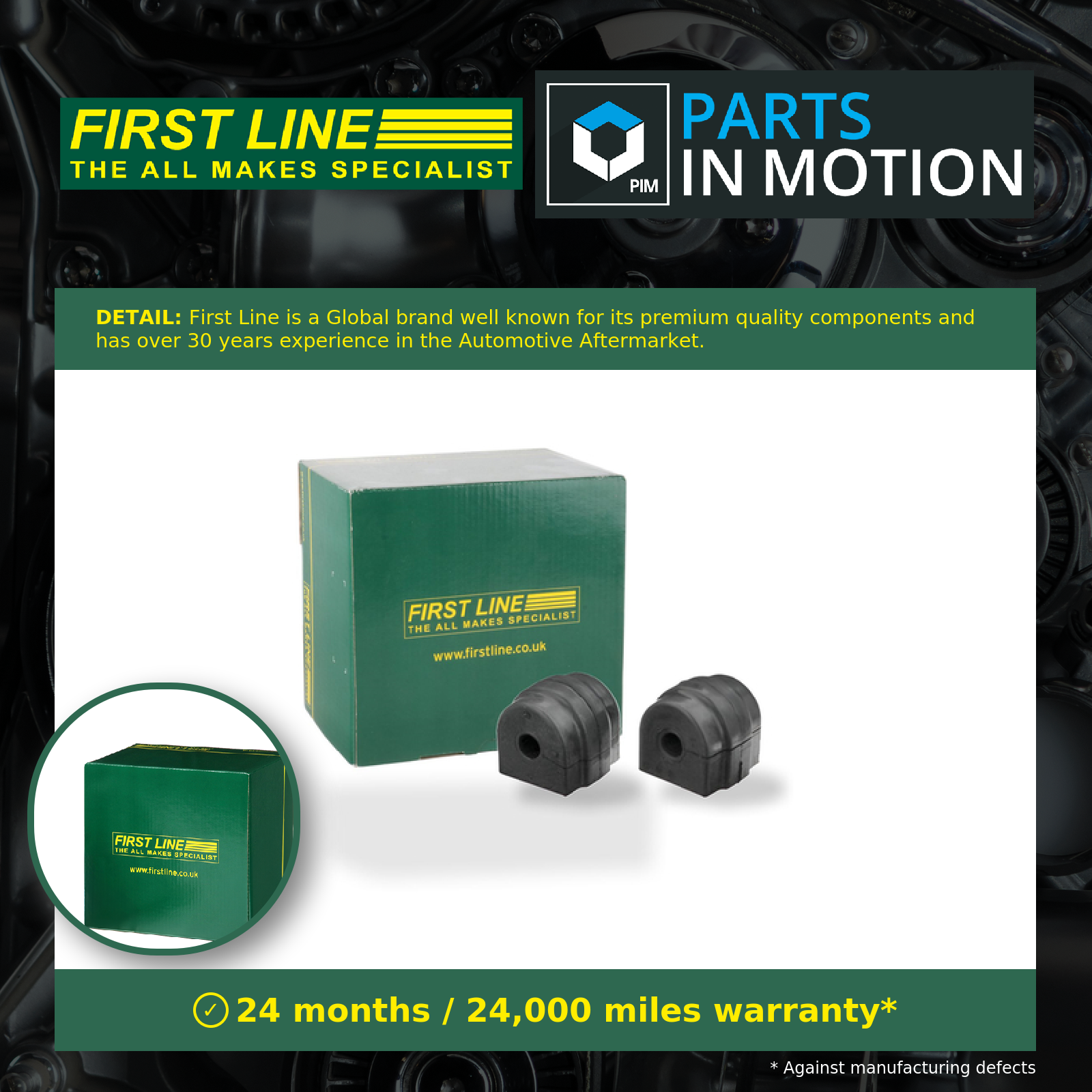 First Line 2x Anti Roll Bar Bush (pair) Rear FSK7380K [PM140121]