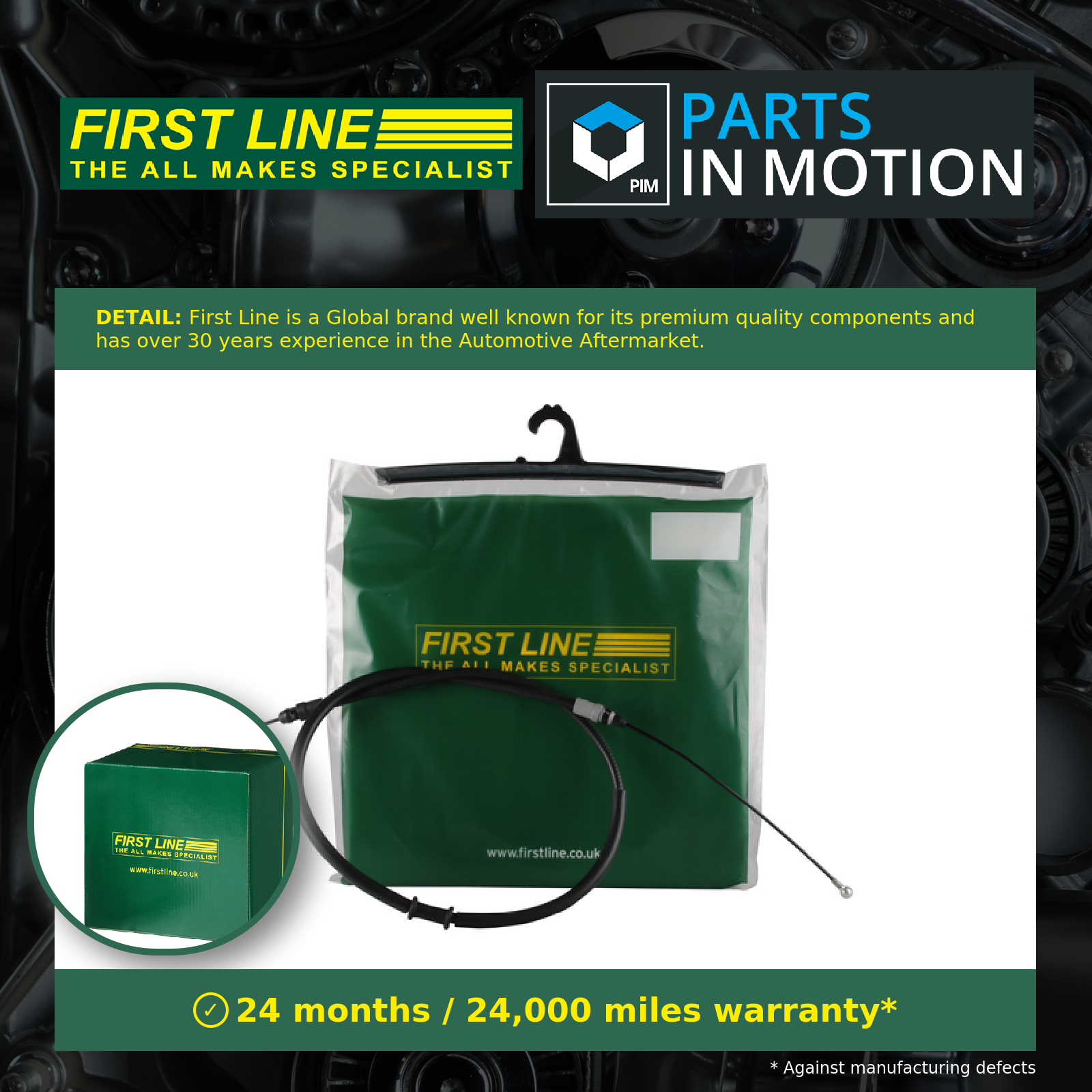 First Line Handbrake Cable Rear Left or Right FKB3738 [PM833910]