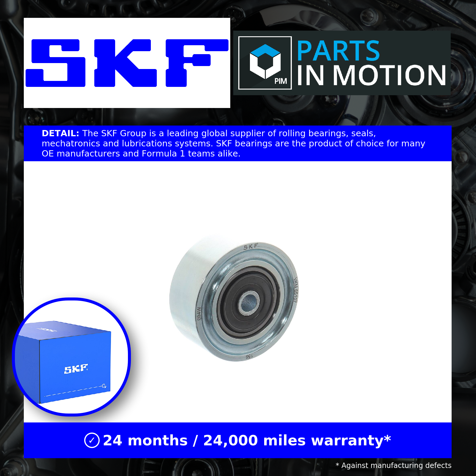 SKF Aux Belt Idler Pulley VKM65107 [PM1931504]