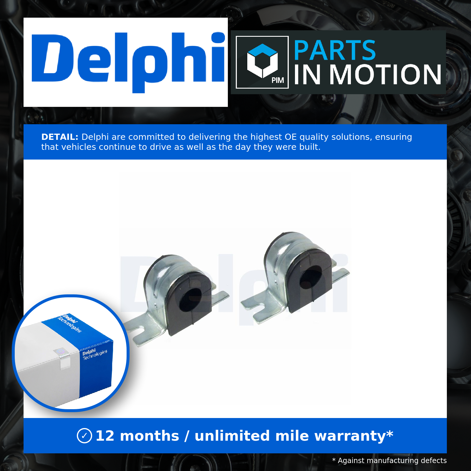 Delphi 2x Anti Roll Bar Bush (pair) Front TD885W [PM641121]