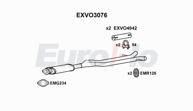 EuroFlo EXVO3076 Silencer Insert, rear muffler