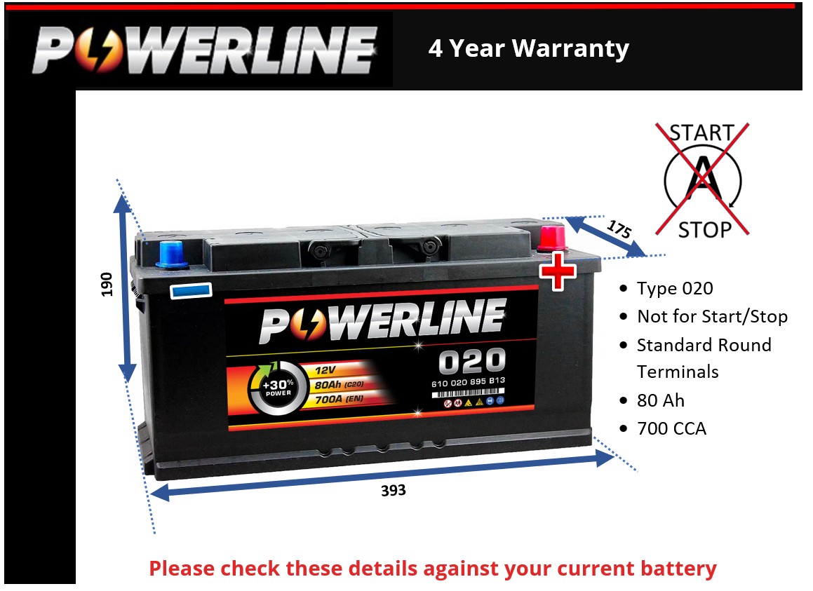 Powerline 020 Car Battery