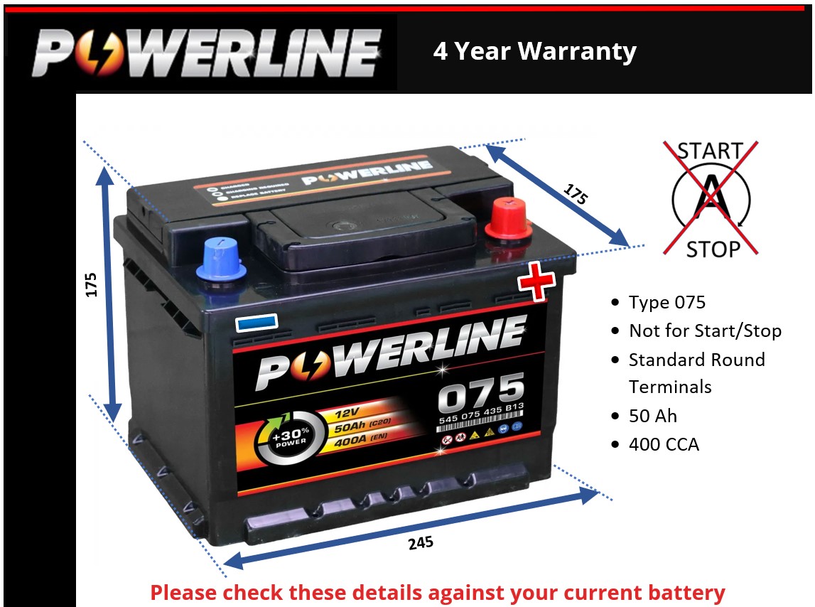 Powerline 075 Car Battery