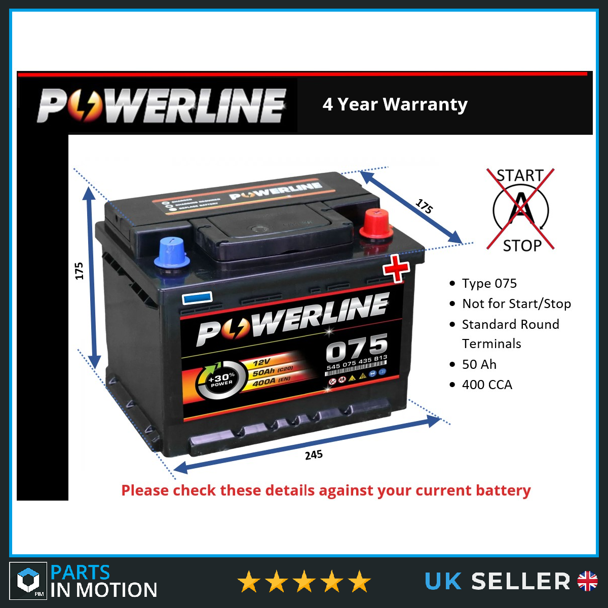 Powerline Car Battery 075 [PM2460740]