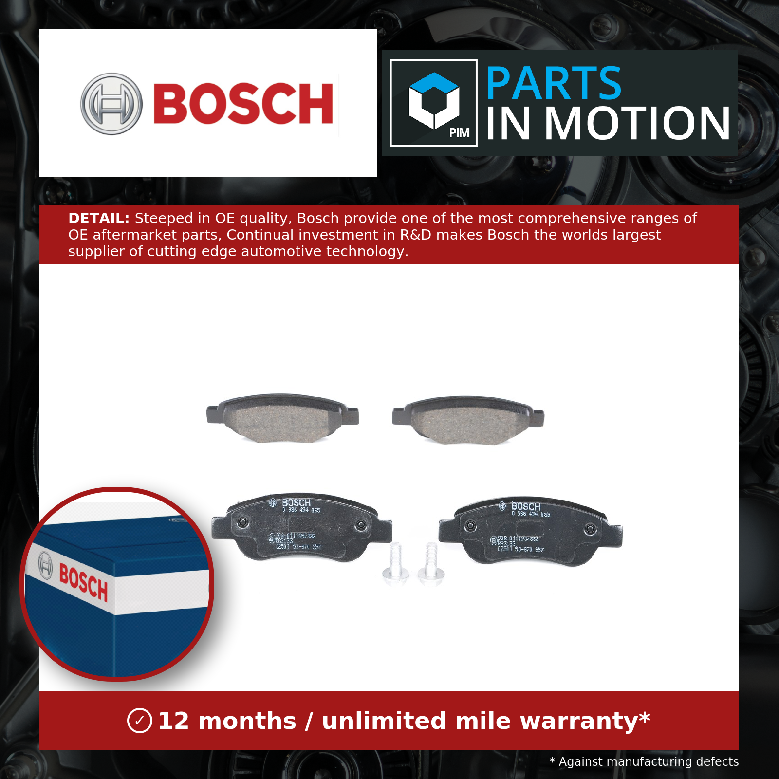 Bosch Brake Pads Set Front 0986494065 [PM241961]