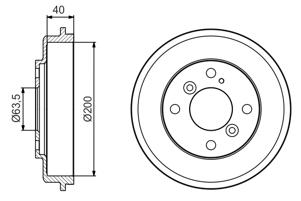 Bosch 0986477240 2x Brake Drums (Pair)