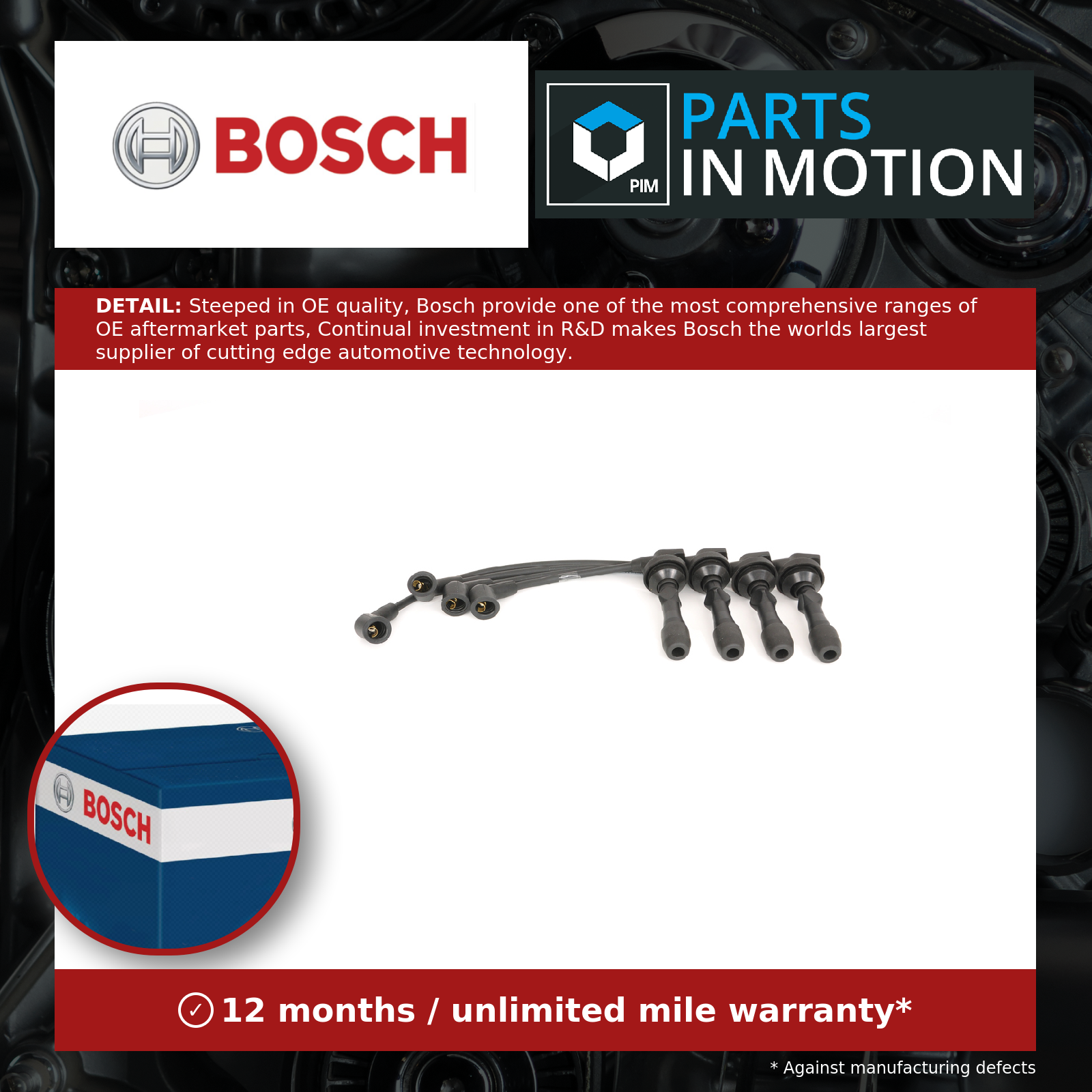 Bosch HT Leads Ignition Cables Set 0986357842 [PM1283525]