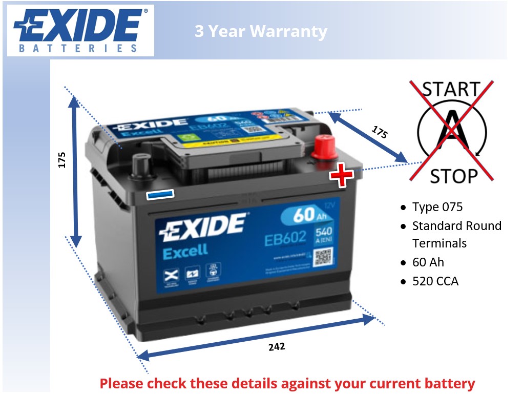 Exide EB602 Car Battery