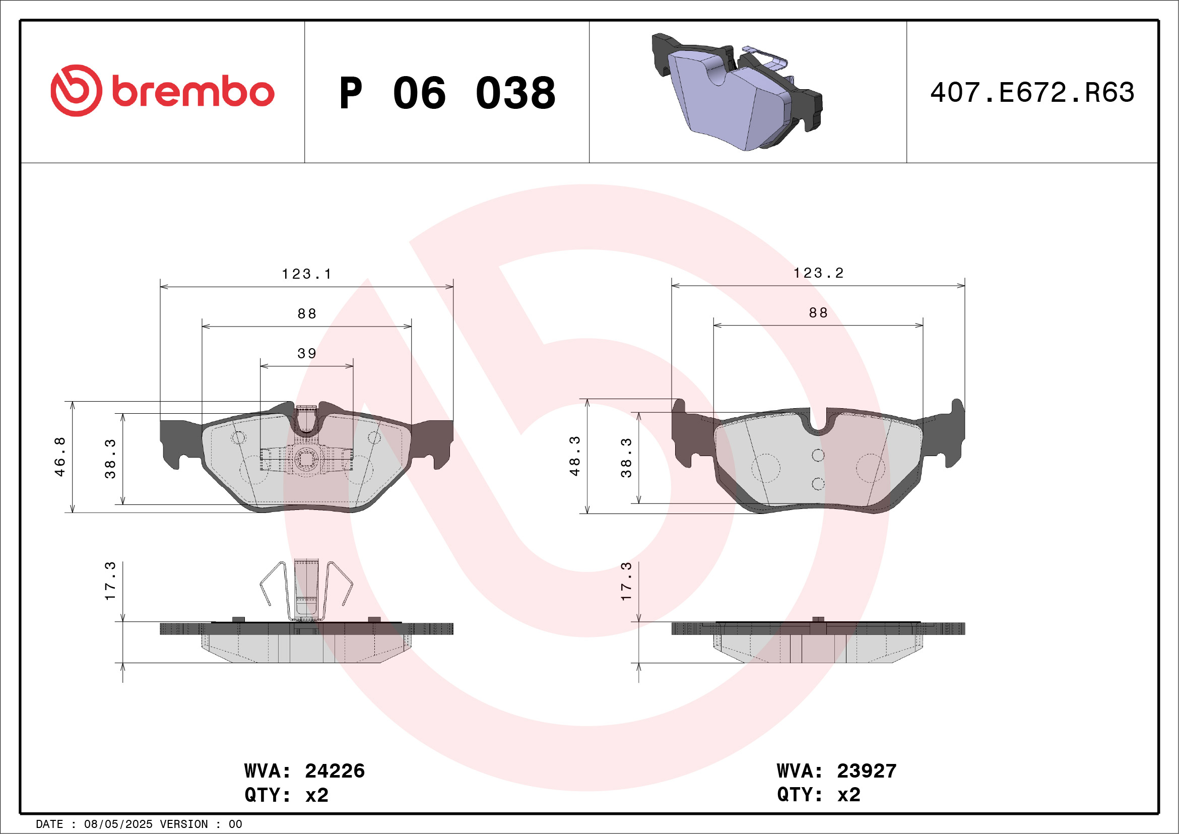 Brembo P06038 Brake Pads Set