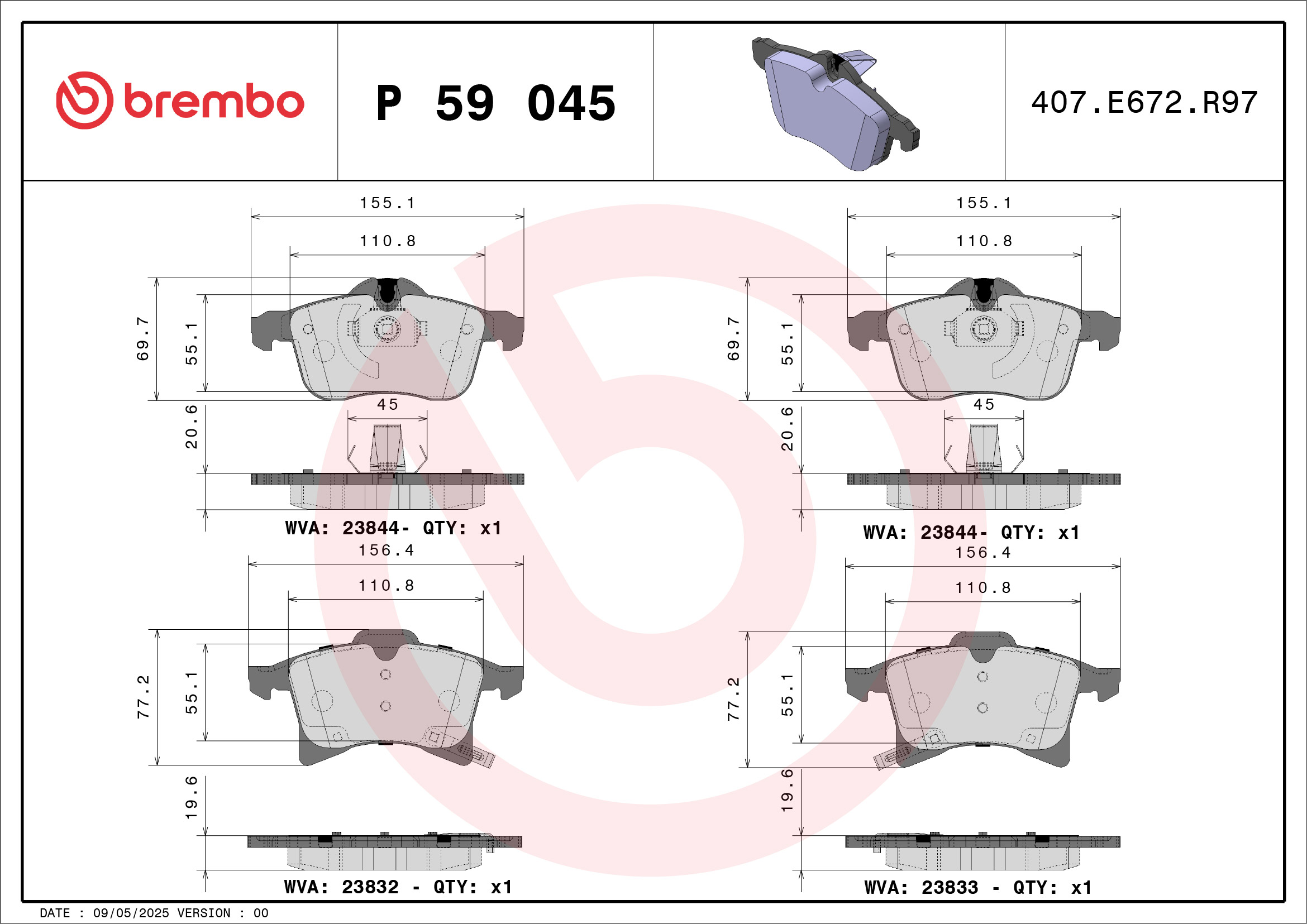 Brembo P59045 Brake Pads Set