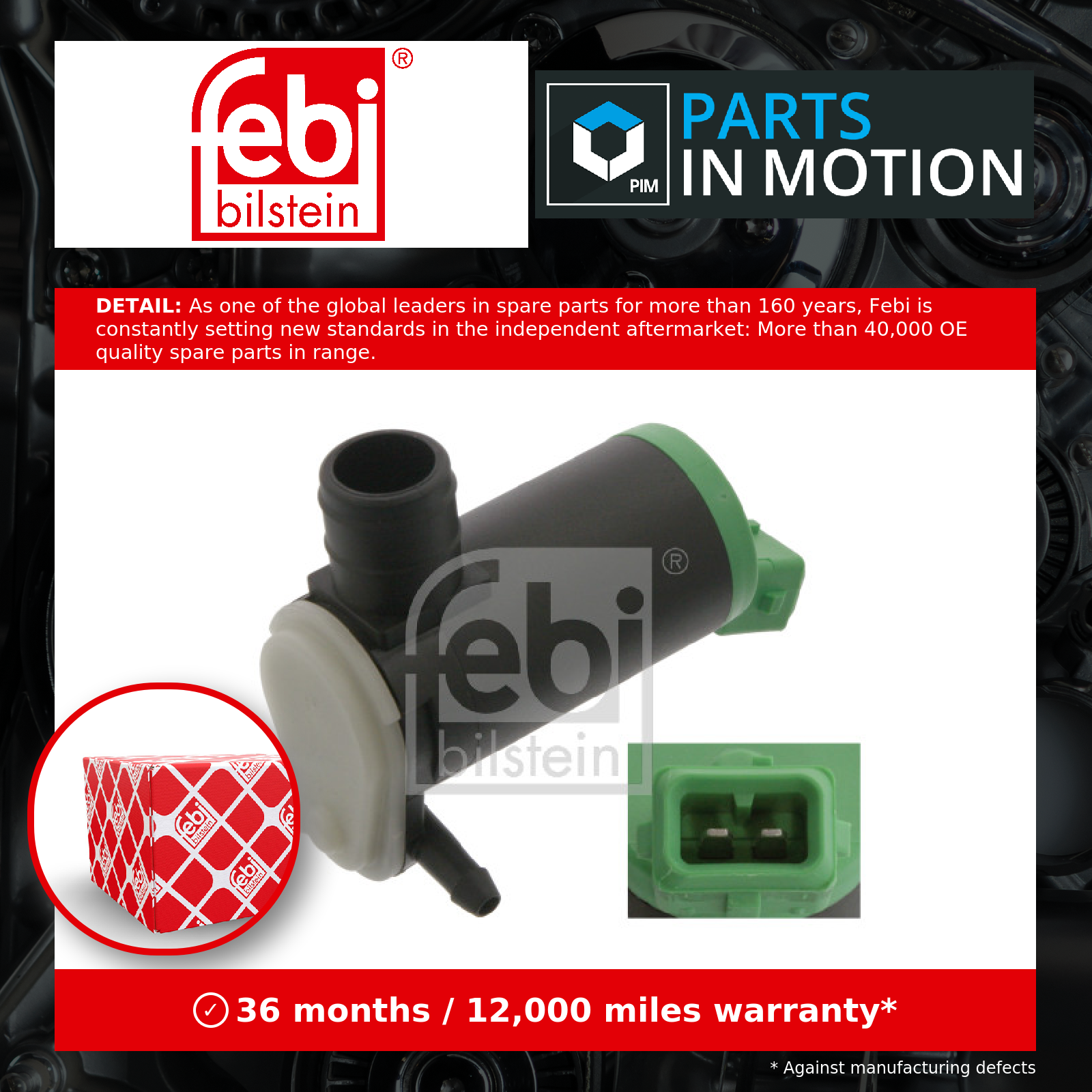 レコード Washer Pump fits CITROEN BERLINGO 96 to 11 643460 Febi Top Quality