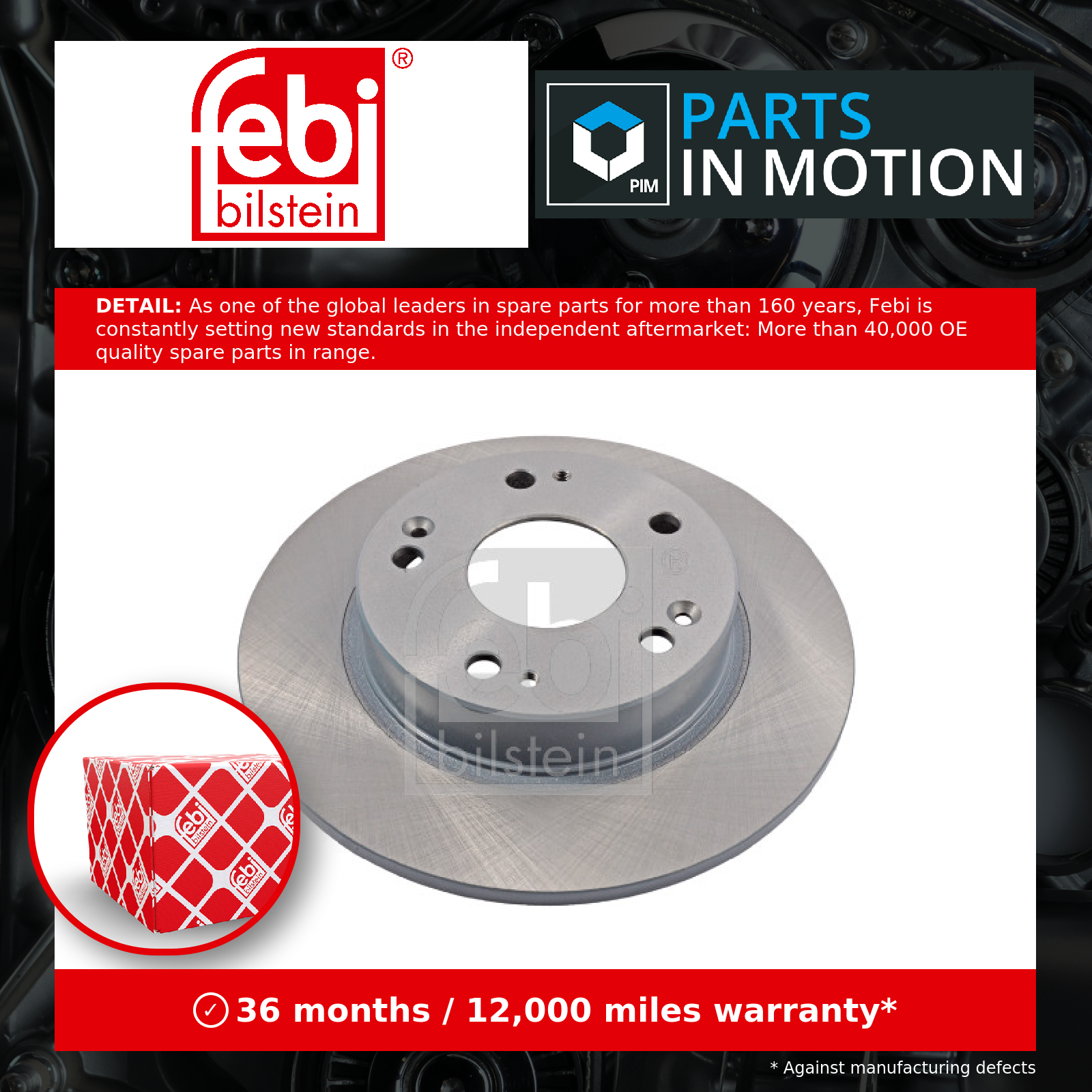 Febi 2x Brake Discs Pair Solid Rear 31415 [PM571764]