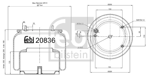 Febi 20836 Air Suspension Spring