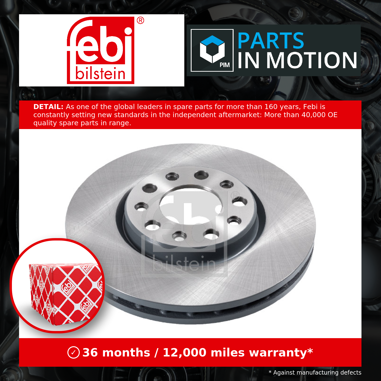 Febi 2x Brake Discs Pair Vented Front 43945 [PM967075]