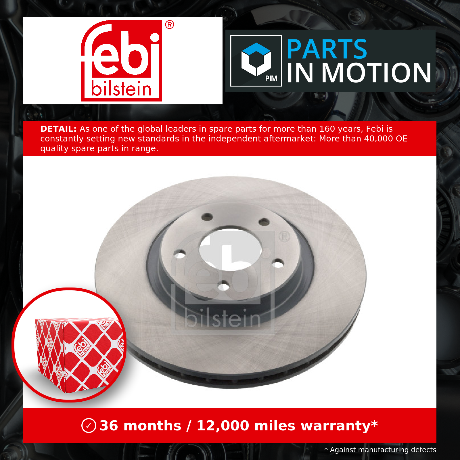 Febi 2x Brake Discs Pair Vented Front 44138 [PM967184]