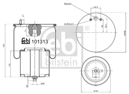 Febi 101313 Air Suspension Spring
