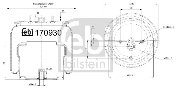Febi 170930 Air Suspension Spring