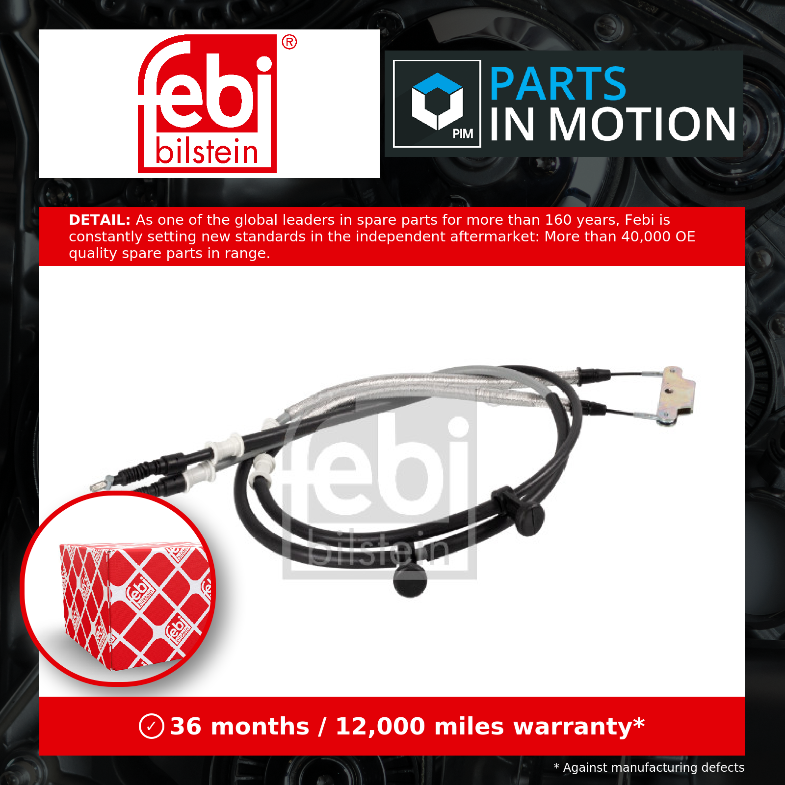 Febi Handbrake Cable Rear Left or Right 171737 [PM1844958]