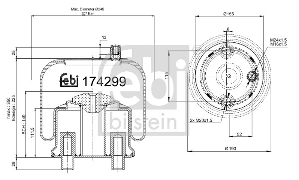 Febi 174299 Air Suspension Spring