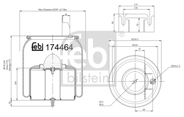 Febi 174464 Air Suspension Spring