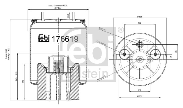 Febi 176619 Air Suspension Spring