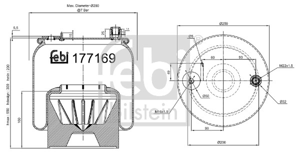 Febi 177169 Air Suspension Spring