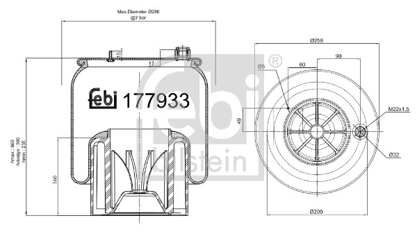 Febi 177933 Air Suspension Spring